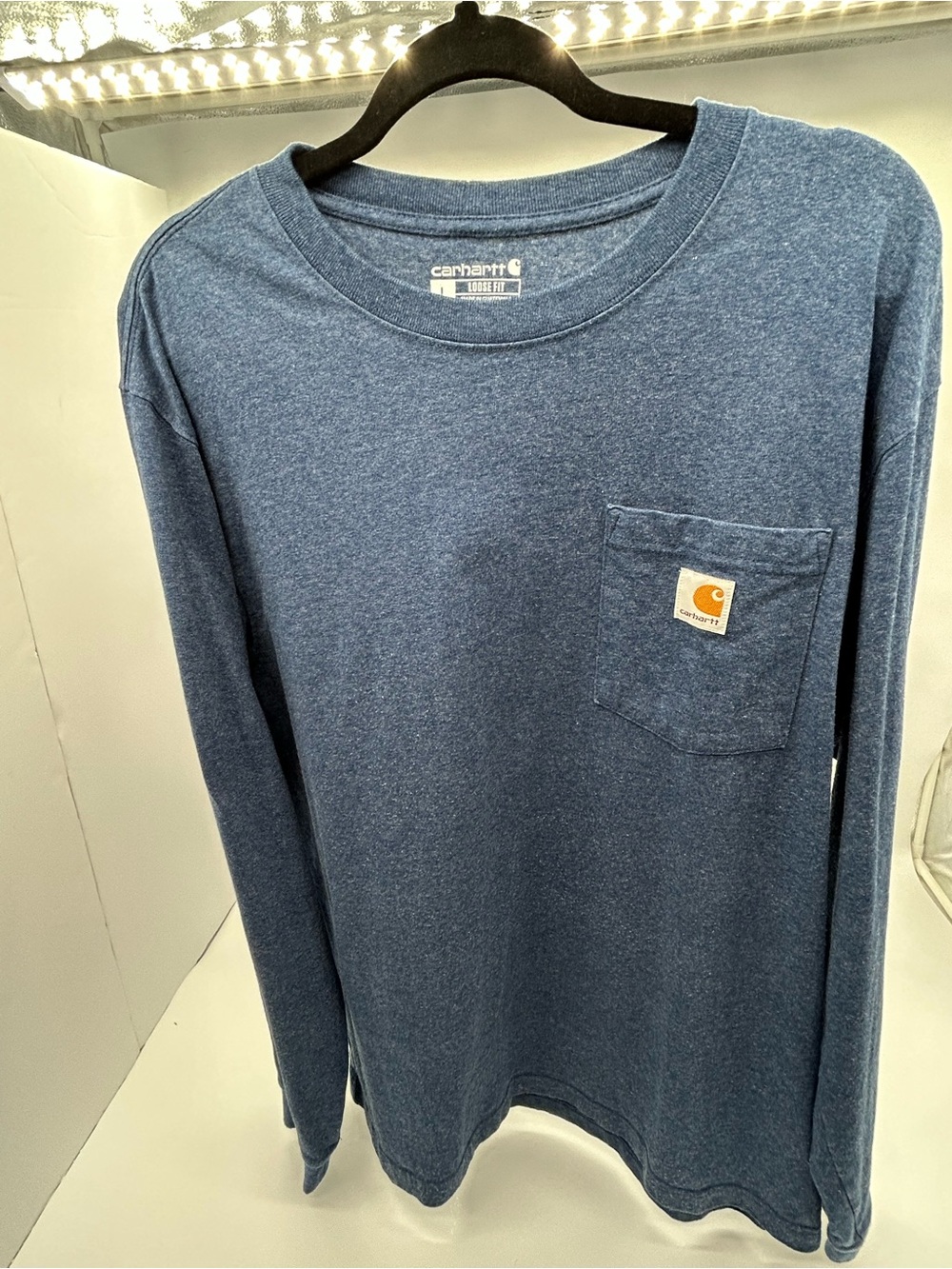 Carhartt Heather Navy Loose Fit Crewneck Tee size Large